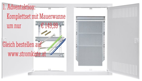 Media-Kombiverteiler Rahmen und Türen, horizontal 3-reihig - Mauerset